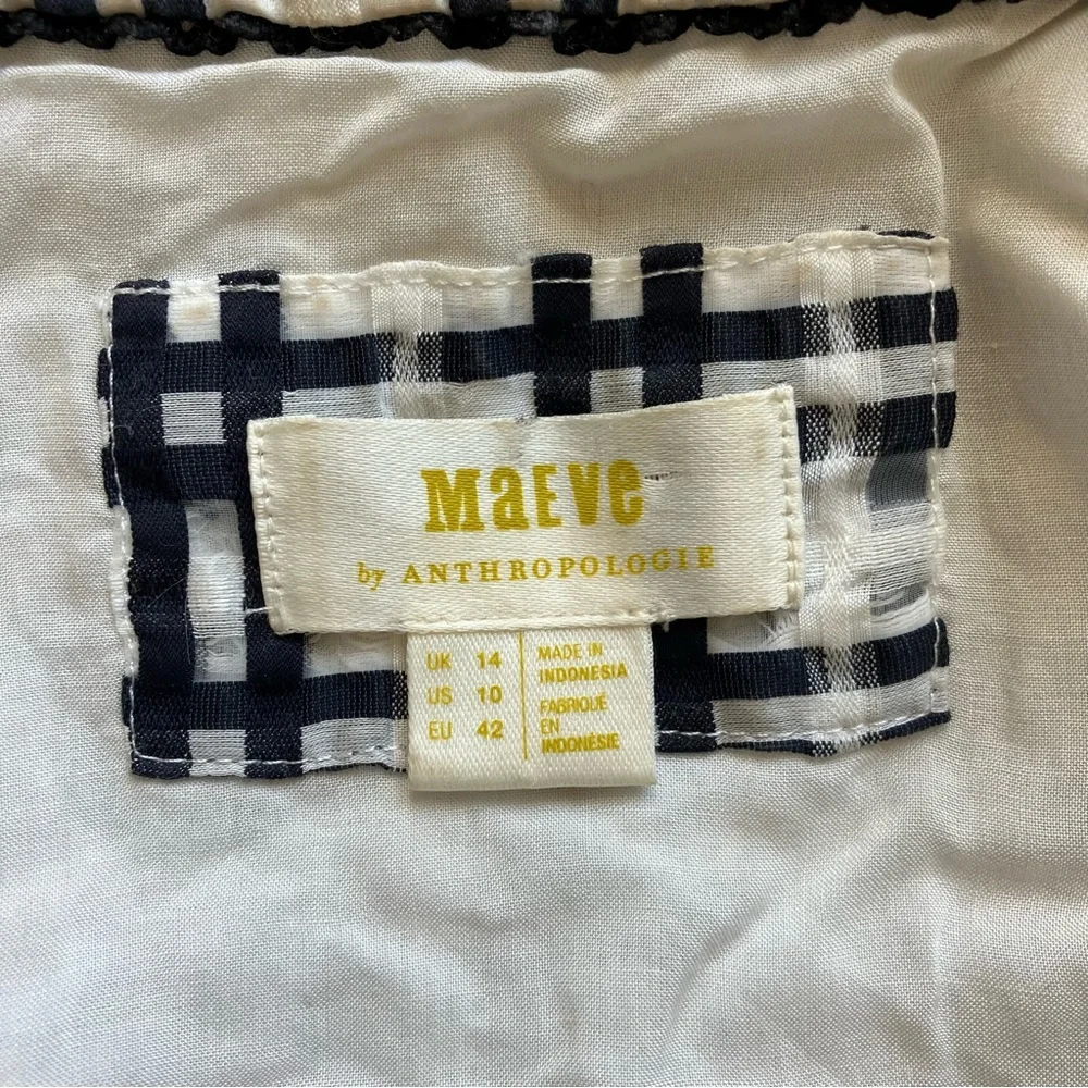 Maeve by Anthropologie Black & White Plaid Mini Flounce Dress size 10 - Picture 11 of 12